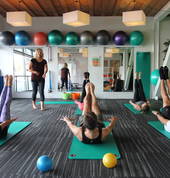 Karen teaching a Total Athlete Pilates Class