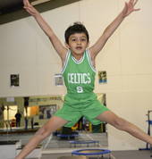 Springing up high and wide is fun.